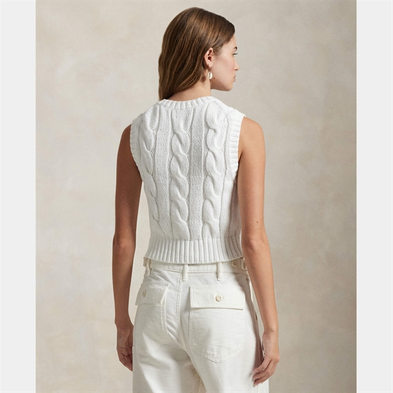 Polo Ralph Lauren Cable-Knit Cotton Cropped Vest, Hvid
